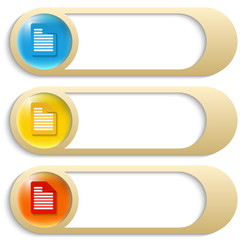 Obraz premium set of three golden buttons with notes icons