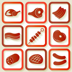 Set of 9 retro icons with meat pieces. Eps10 - 59522976