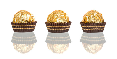 chocolate candy in tartlet form on white