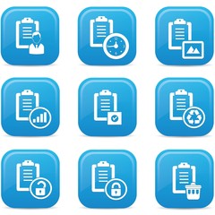 Documents icons,Blue buttons,vector