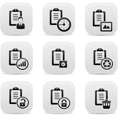 Documents icons,White buttons,vector