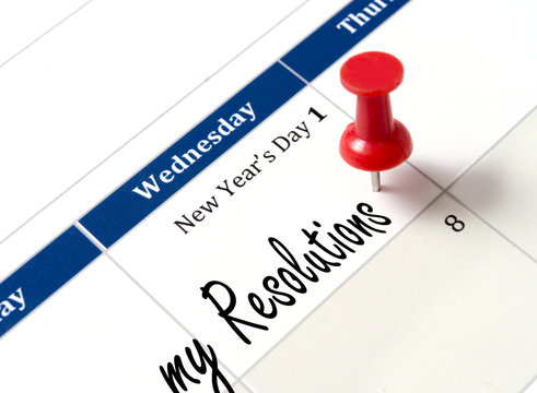 Pin on calendar pointing new year resolutions