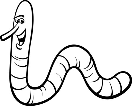 earthworm cartoon coloring page