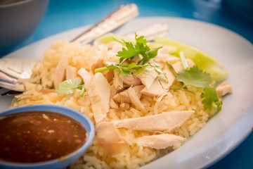 KHAO MAN KAI(rice steamed with chicken soup)