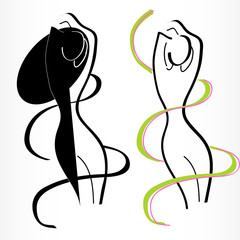 silhouettes of woman for  fitness diet