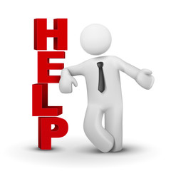 3d businessman presenting concept word help