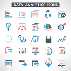 data management buttons, data analytic icons set
