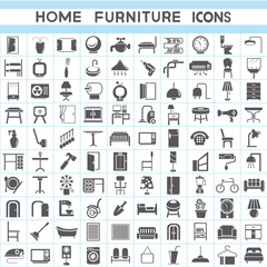 interior design collections, furniture icons set