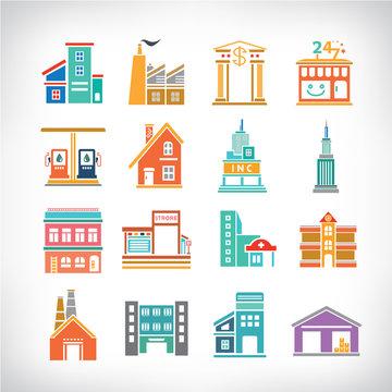 Cute collection of City, Town Buildings