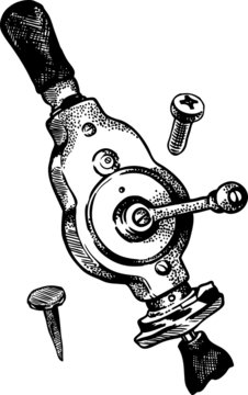 Figure retro old mechanical vibrator