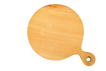 Wooden cutting board on a white background.