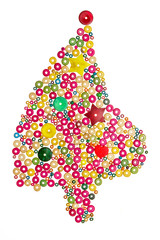 Christmas tree made of wooden beads