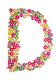 Letter D made of wooden beads