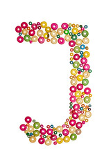 Letter J made of wooden beads