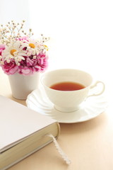 English tea and book for life style image