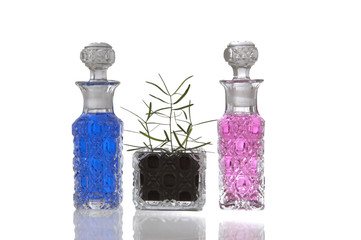 Blue pink crystal glass bottles
