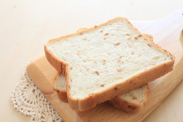 Rye bread on white background with copy space