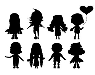 illustration with child silhouettes collection