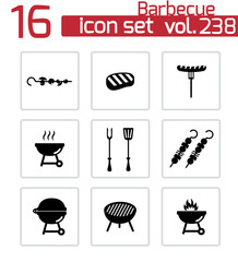 Vector black barbecue icons set
