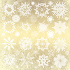 gold christmas background with snowflakes