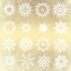 gold christmas background with snowflakes