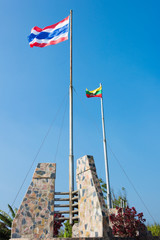 Thai and Myanmar flag.