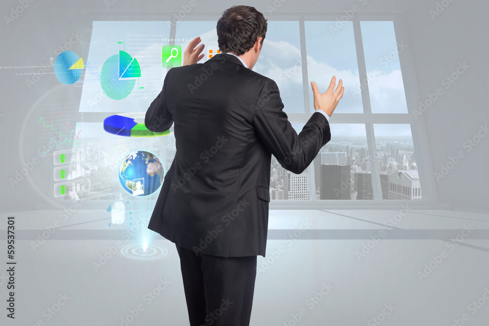 Poster composite image of stressed businessman gesturing