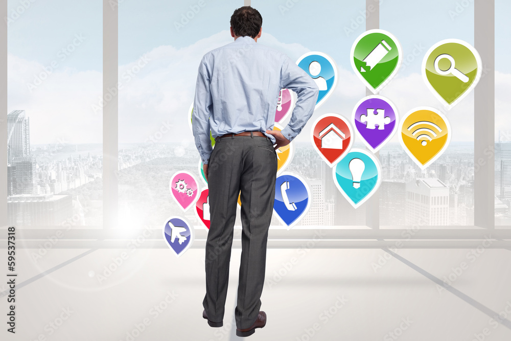 Poster composite image of businessman with hand on hip