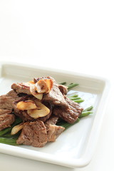 Garlic and beef steak