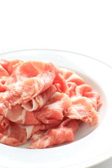 Freshness sliced pork for Japanese cuisine shabushabu