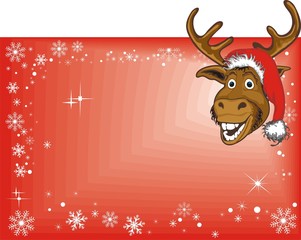 Fototapeta premium Christmas Reindeer On Blank Sign