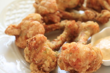 Fried chicken legs and mayonnaise