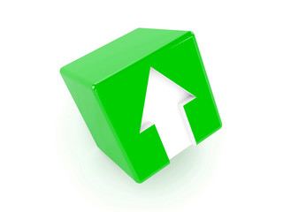 3D green cube with an arrow pointing up.