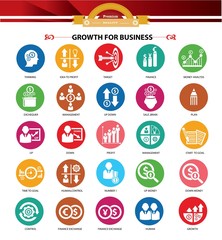 Growth, Finance and analysis icons,Colorful version,vector