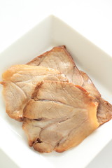 chinese food, roasted pork with copy space