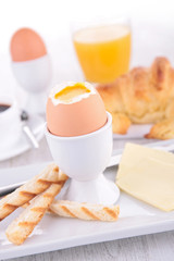 egg, coffee and croissant