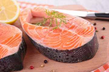 raw salmon steak