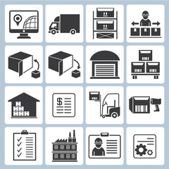 warehouse management icons, shipping icons