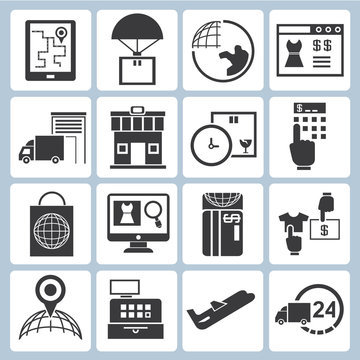 logistic icons, shipping management icons