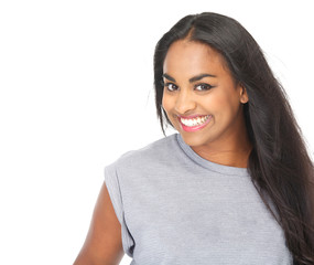 Portrait of a cheerful young woman smiling