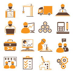 engineering management icons, orange theme