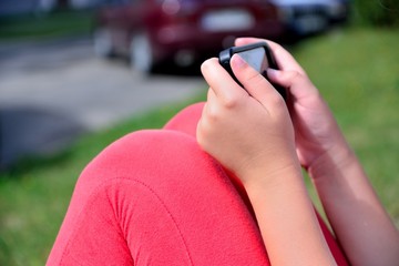 Girl playing mobile