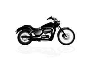 Black motorcycle silhouette isolated on white background