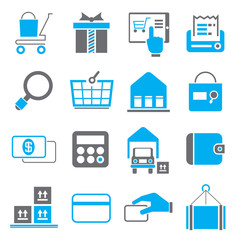 shopping icons, blue theme