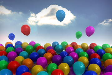 Fototapeta na wymiar Many colourful balloons sky background