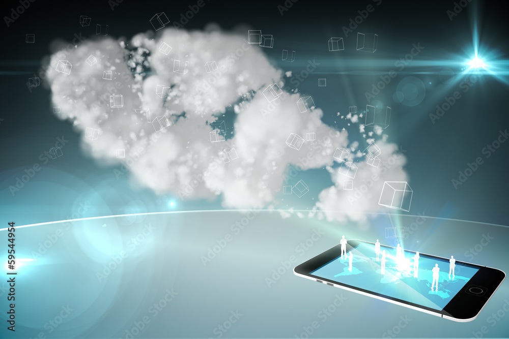 Aufkleber cloud computing with smartphone