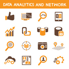 data analytic icons, orange theme
