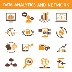 data analytic icons, orange theme