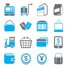 shopping icons, blue theme