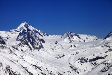 Winter Caucasus Mountains in nice sun day